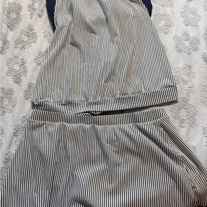 Striped Black and White Two-Piece Swimwear